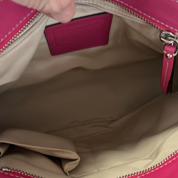 Coach Berry Pink Vachetta Leather Madeline Turnlock Satchel Hand Bag - Picture 6 of 9